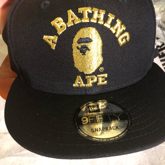 Bape SnapBack Hat Navy/Gold - Picture 3 of 4